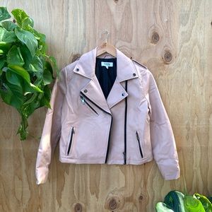 3/$30 Blush Pink Leather Moto Zip Jacket